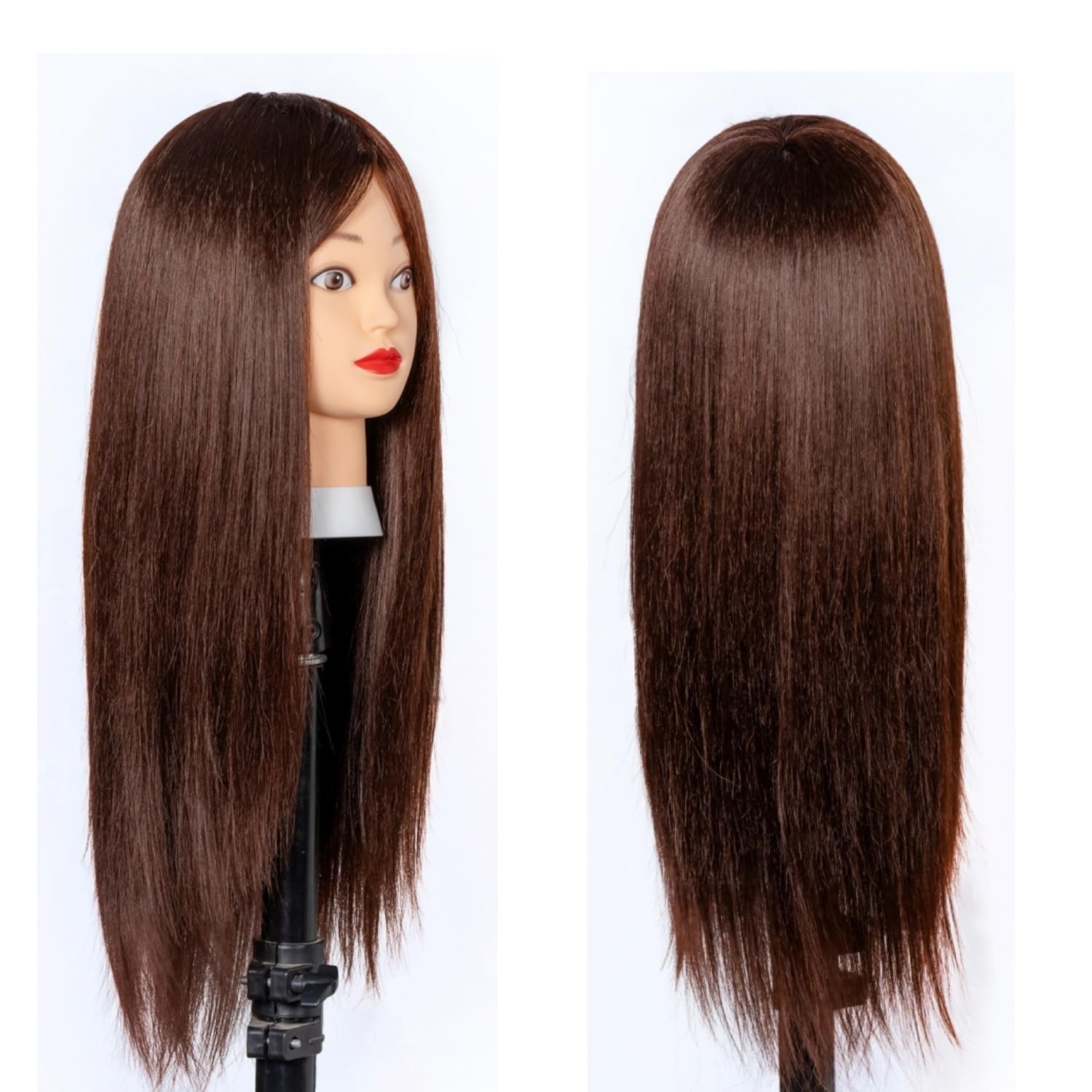 Mannequin Head 80% Human Hair 24″-26″ for Cosmetology Practice – Styling Kit