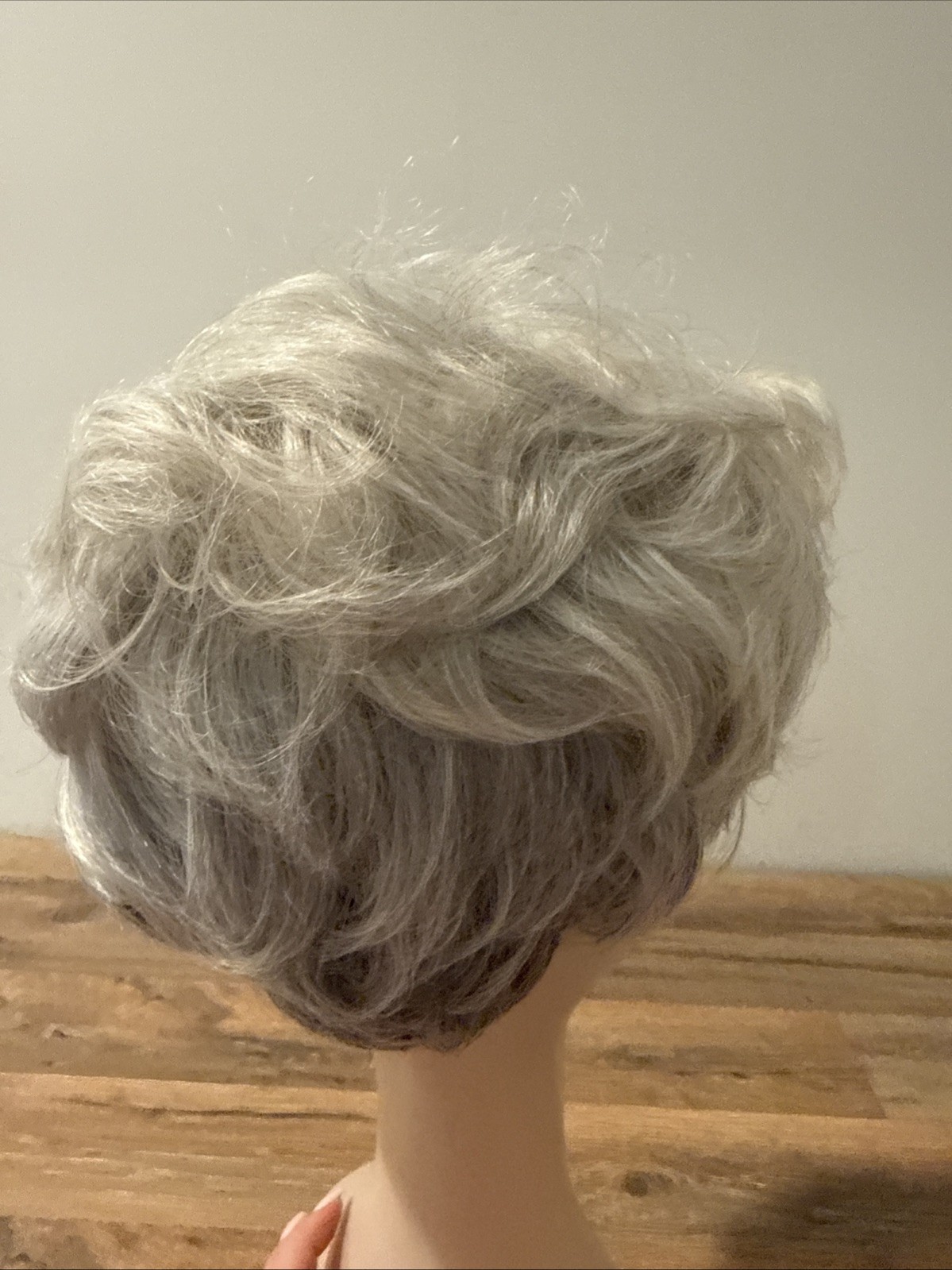 Synthetic Wig Multiple Shades Of Gray Nice Volume Shorter Length Lace Inner Net