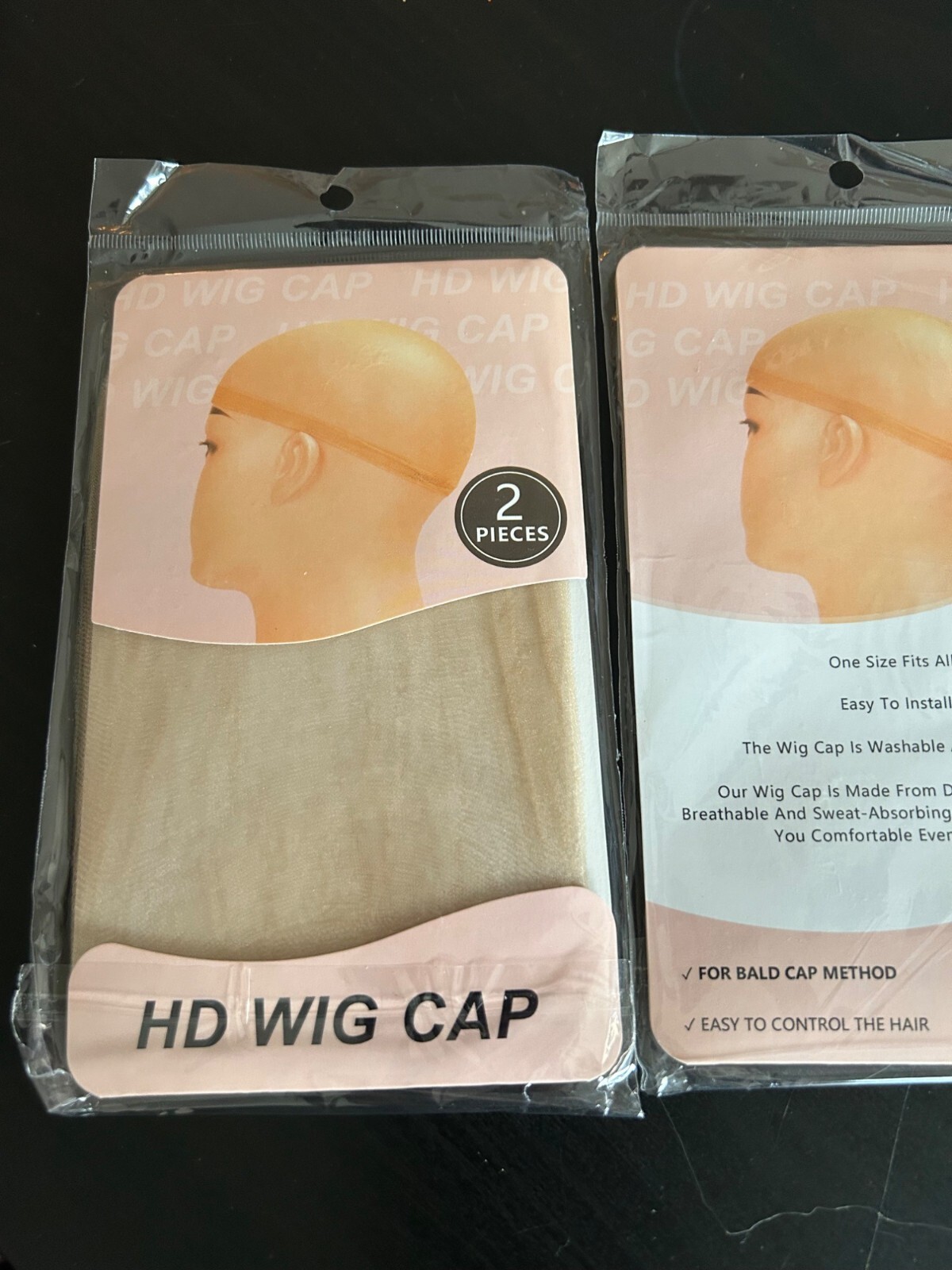 Wig Cap 2-Piece Set Ultra Stretch Breathable Reusable Bald Cap Method One Size