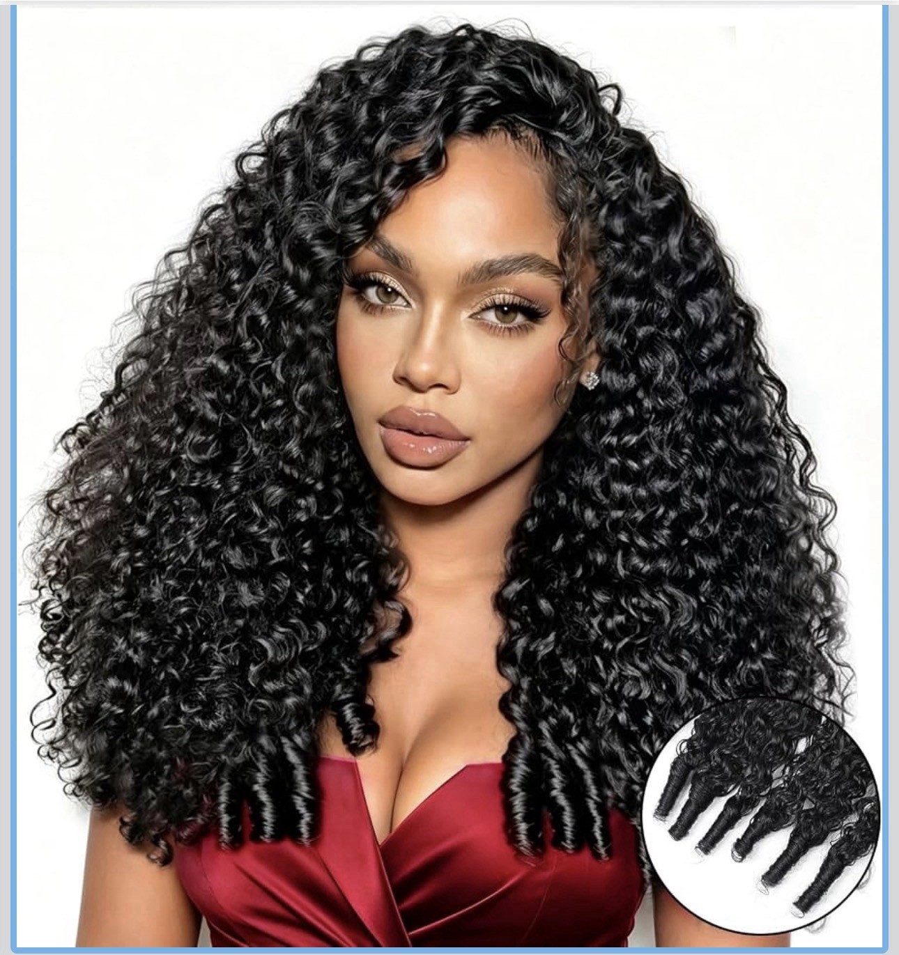 Burmese Curly half Wig Human Hair 18 Inch 180% Density