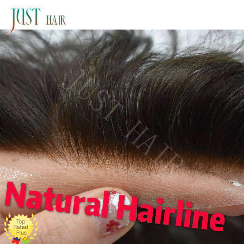 French Lace Front Mens Toupee Poly Skin Hairpieces Human Hair Replacement System
