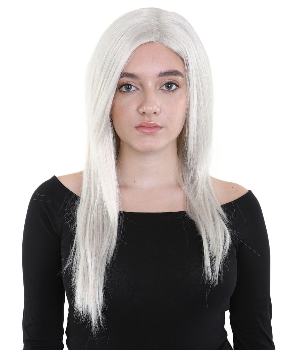 Womens Long Grey Wig, Dolly Fancy Wig, Premium Breathable Capless Cap.