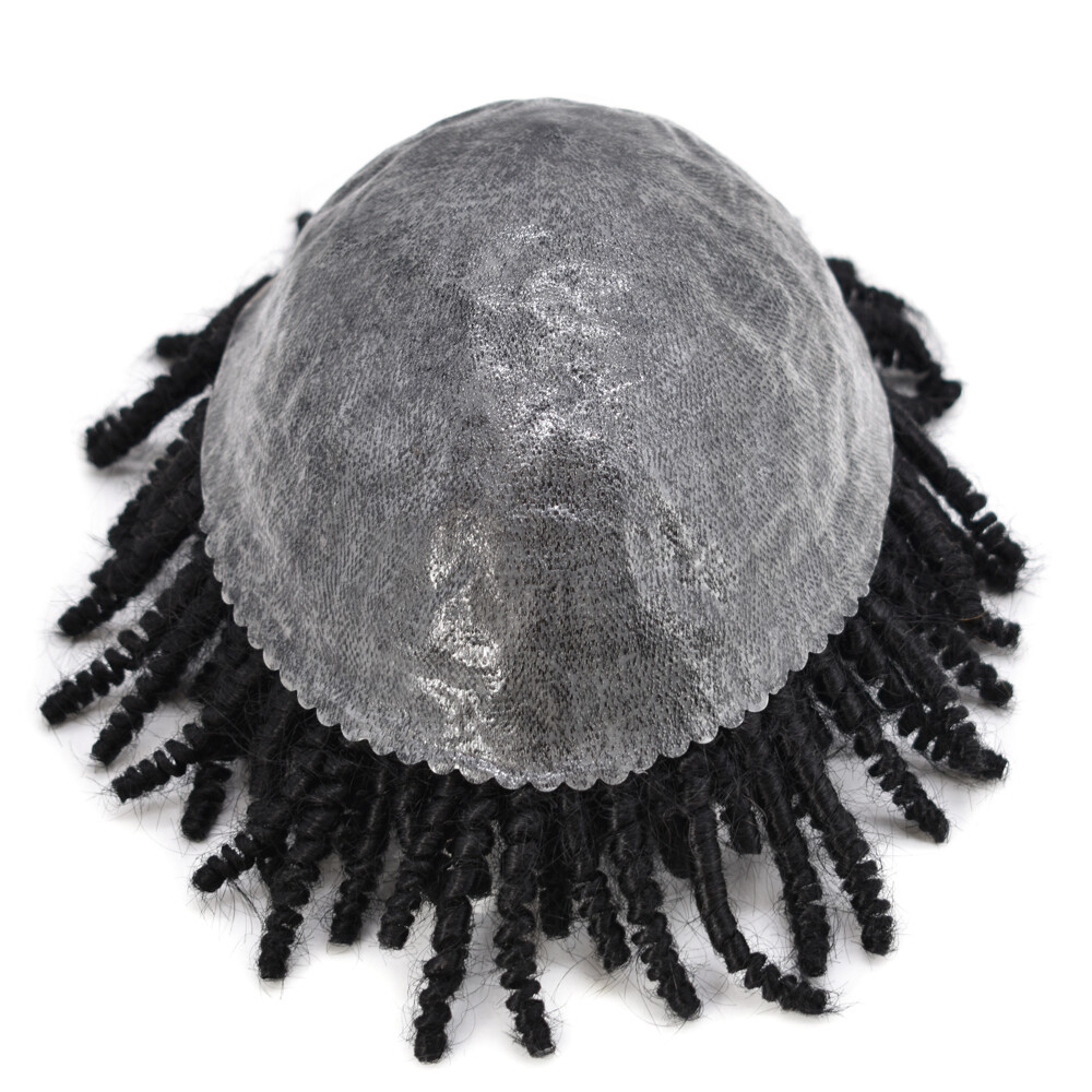 Afro Kinky Twist Crochet Braids Hair for Men Human Hair Replacement System Wig