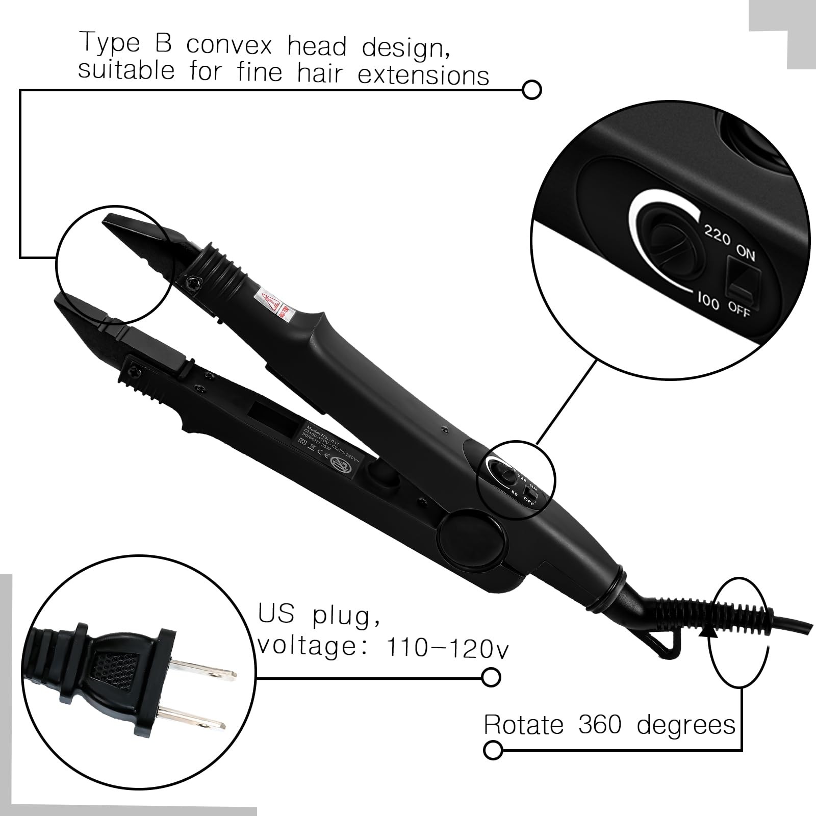 Hair Extension Tool with Keratin Glue Granule Beads, US Plug, Professional Ha…