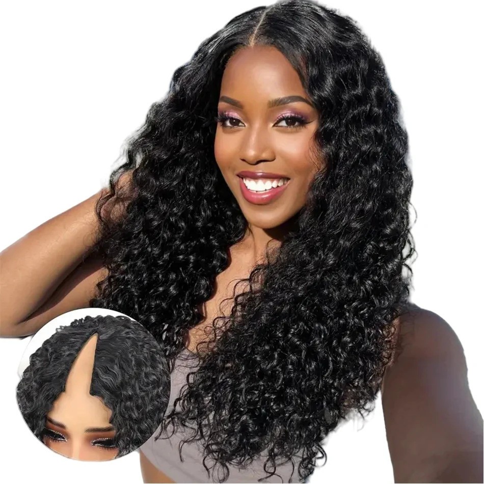 U Part V Part Body Wave Human Hair Wig 200 Density 26 Inch Brazilian Wig