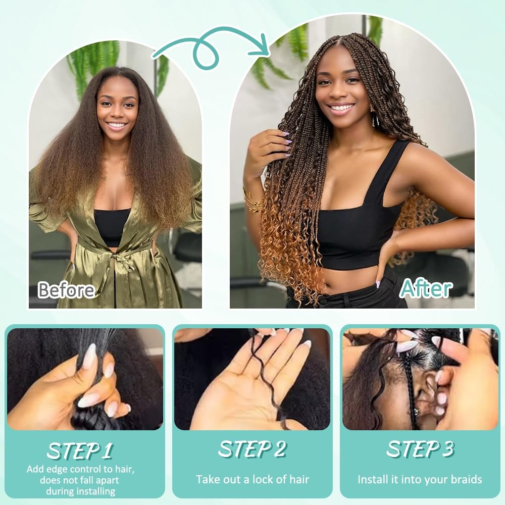LEISWISS T30 20 Inch 150g Boho Braids Human Braiding Hair Deep Wave 6 Bundles