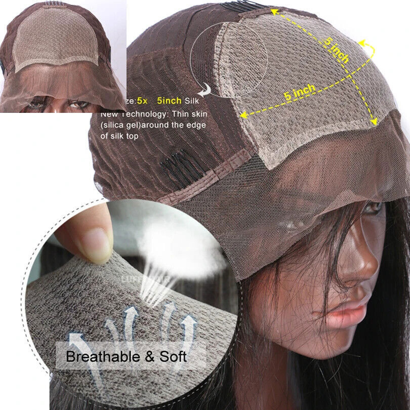 4×4 Silk Top Base with 13×4 Lace Front Human Hair Wig Natural Black Body Wave