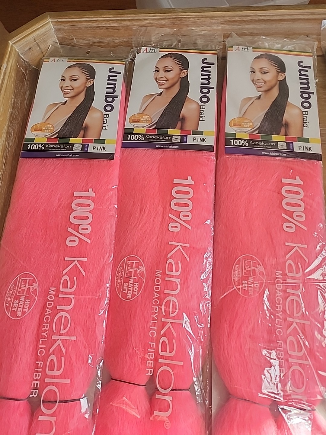 Jumbo Braid Synthetic Braid 100% Kanekalon 48″ Pack 3 Pink Hair Afri Naptural
