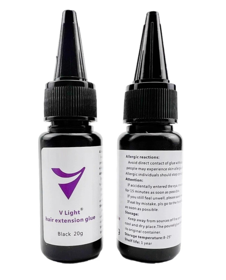 COMBO! Two V-light Hair Extensions Glues, UV light Bonding- Black & Transparent