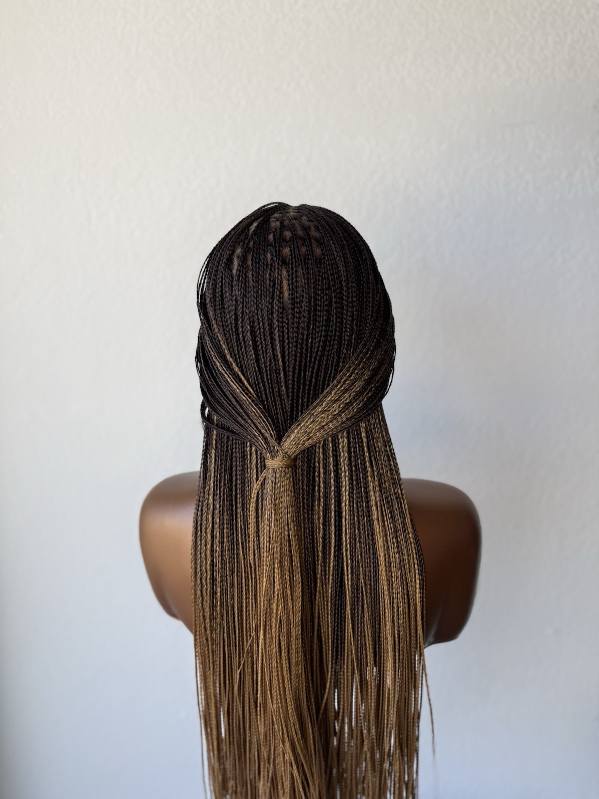 Straight Braided Lace Front Wig Black Brown Middle Part Women Synthetic 31-40in