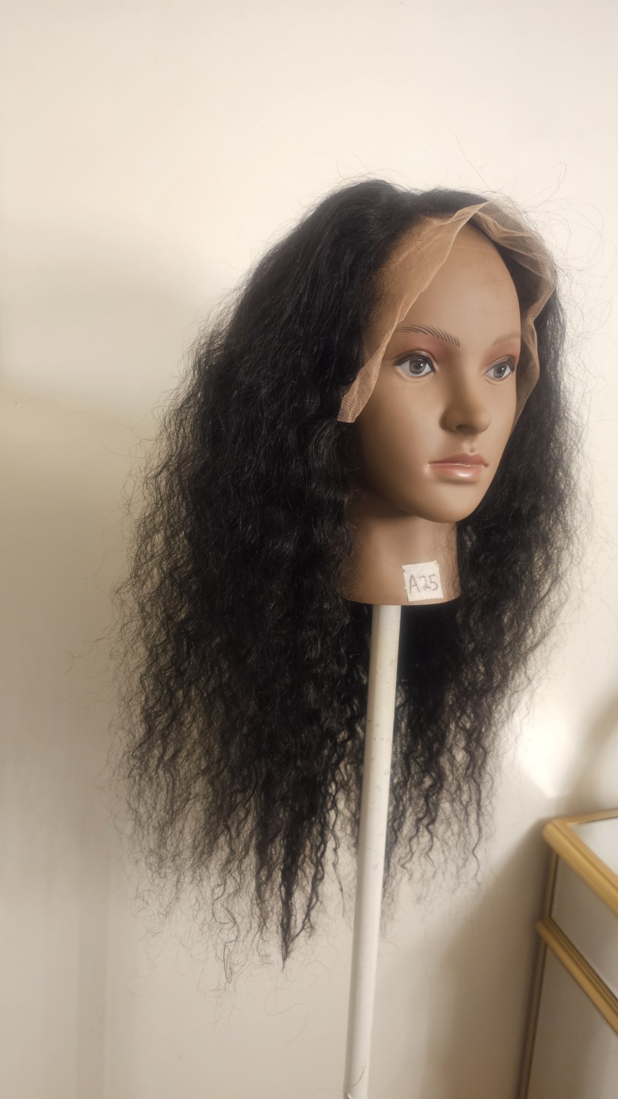 High-Quality Regular Top 24″ natural black 150% Virgin Human Hair Lace Wig
