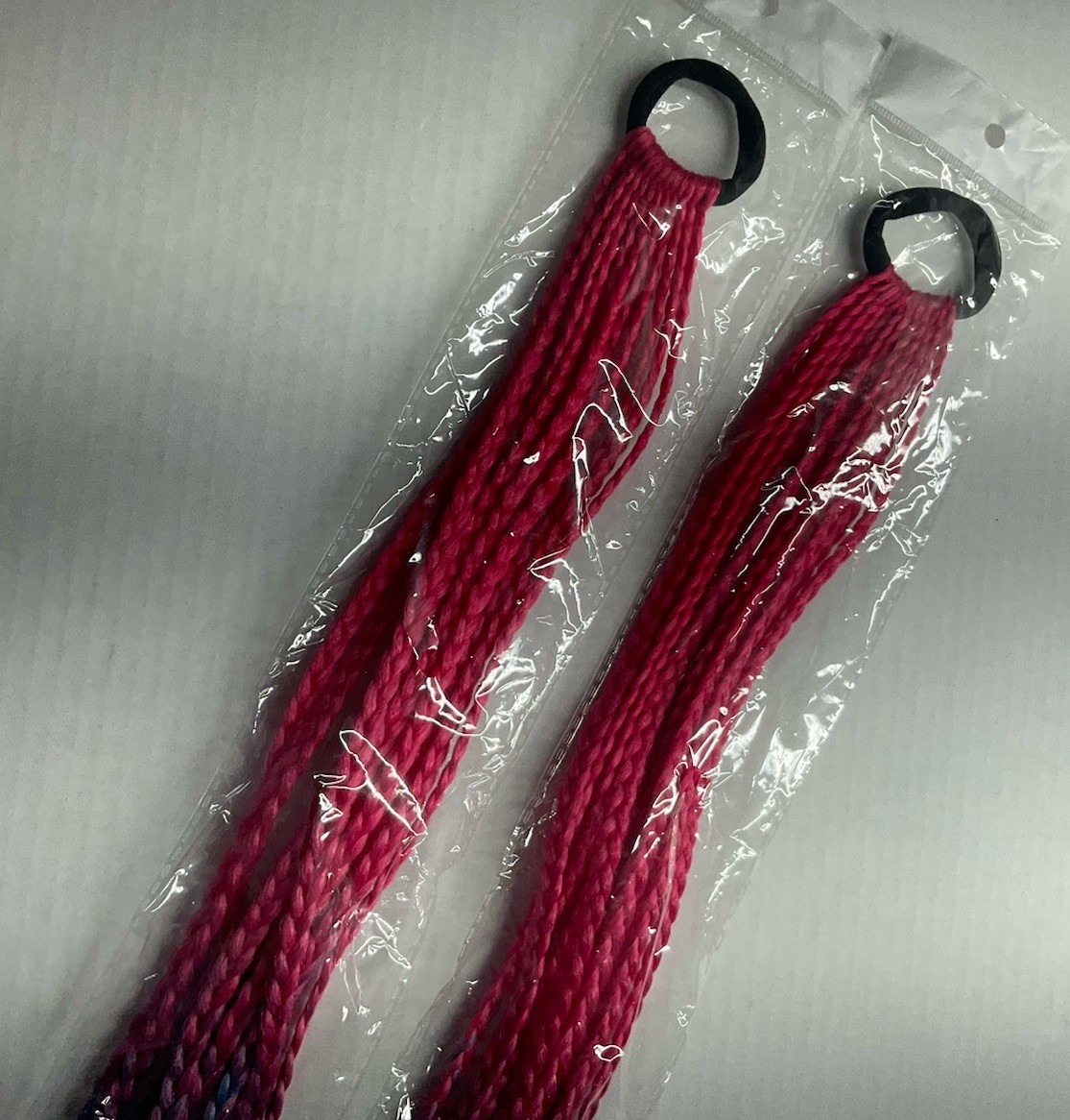 Synthetic Braided Hair Extensions 2-Pack Elastic Band Pink/Blue 21-30 in