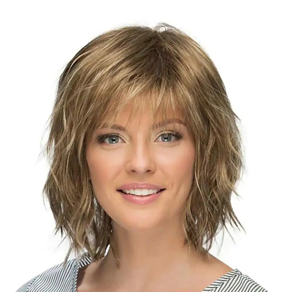 New Messy Women Wig, Soft Smooth Short Curly Wig with Bangs, Natural Look⭐