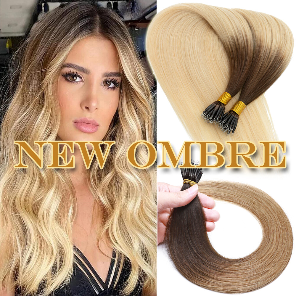 1G Bean Hair Extensions Nano Ring Micro Tip Remy Human Hair Micro Loop Highlight