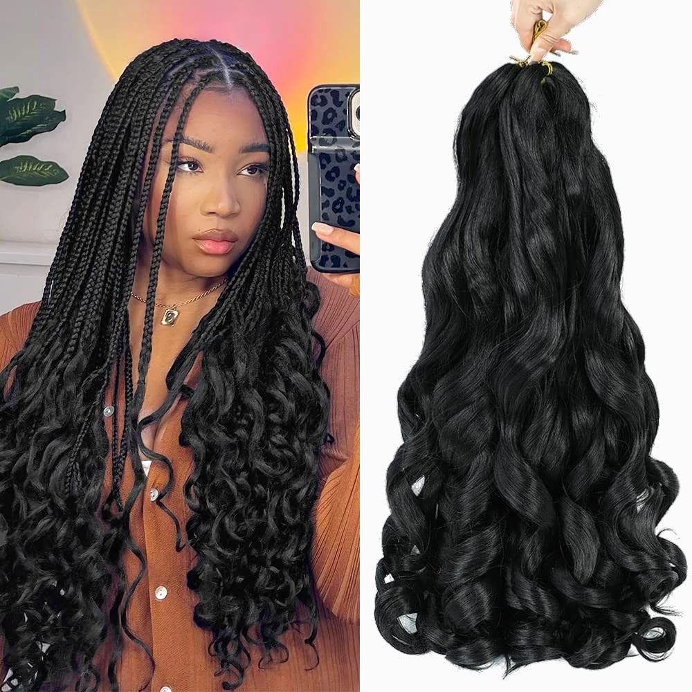 6 Packs French Curl Braiding Hair 18 Inch Loose Wave Bouncy Braiding Hair Pre…