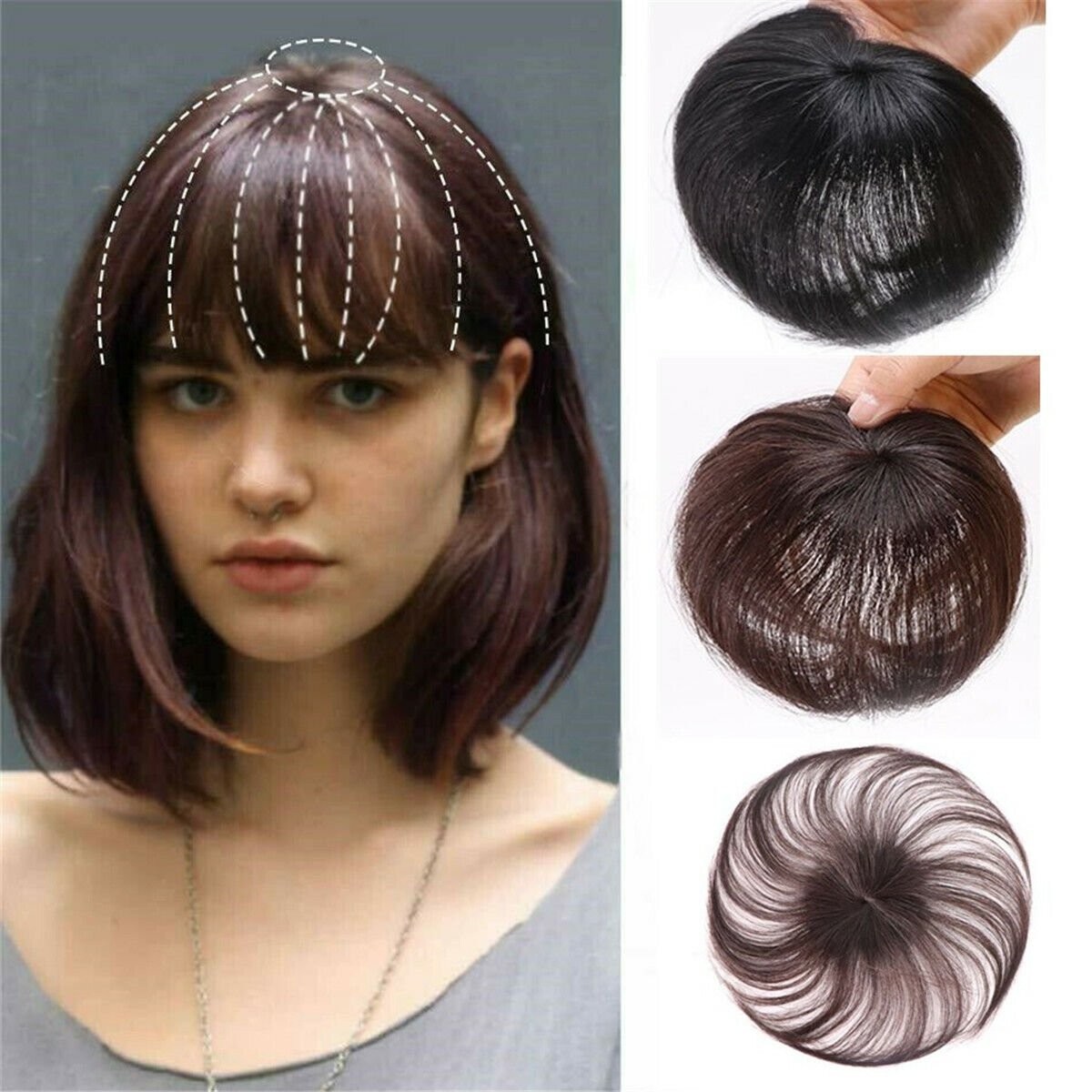 Women Clip In Straight Hair Extensions Hairpiece Topper Natural Look Hairpiece