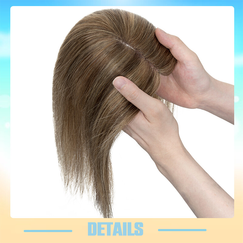 Full Lace Topper Clip in Real Remy Human Hair Toupee 8x10CM Hairpiece Free Part