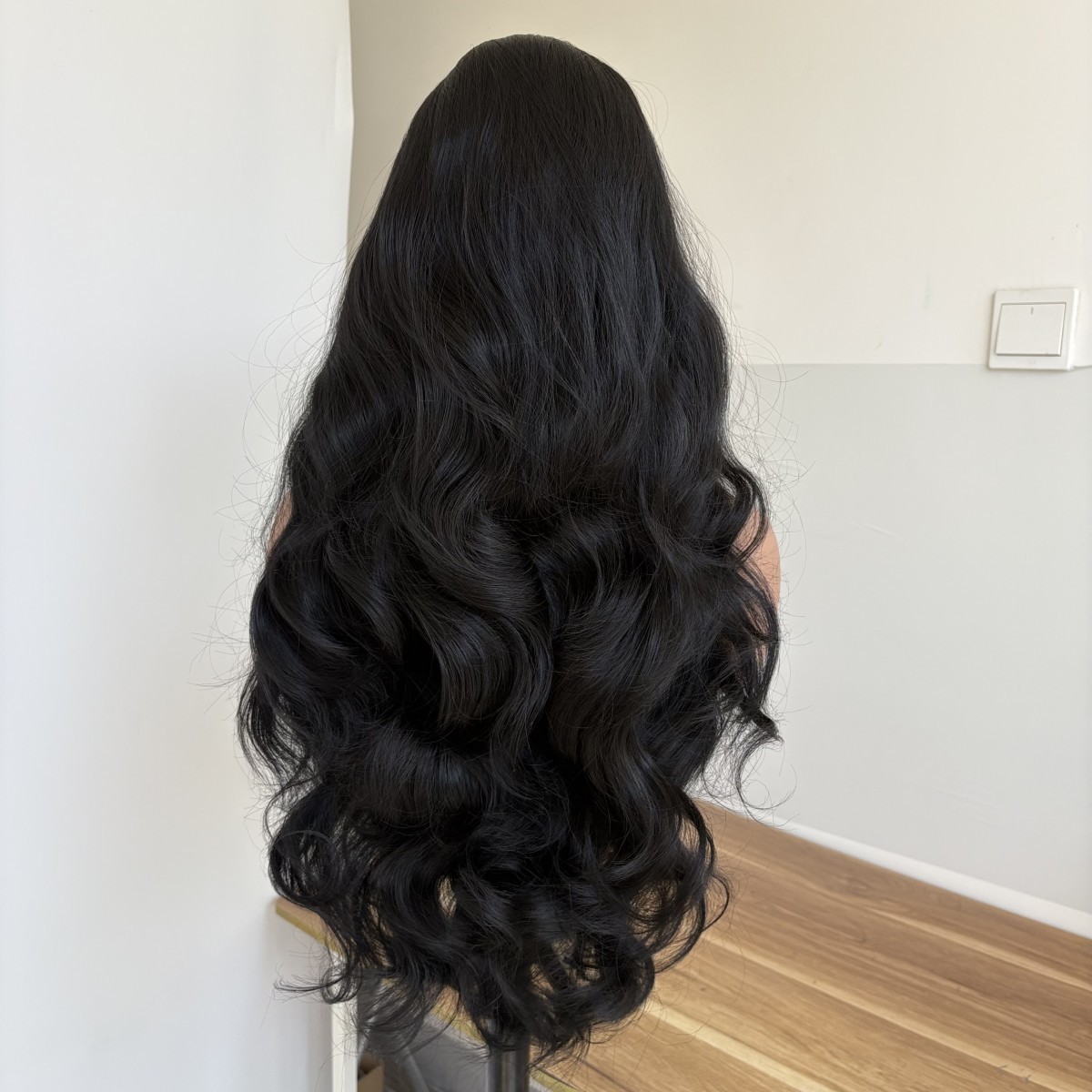 Natural Black Women HD Lace Front Wig Long Wavy Heat Resistant Hair