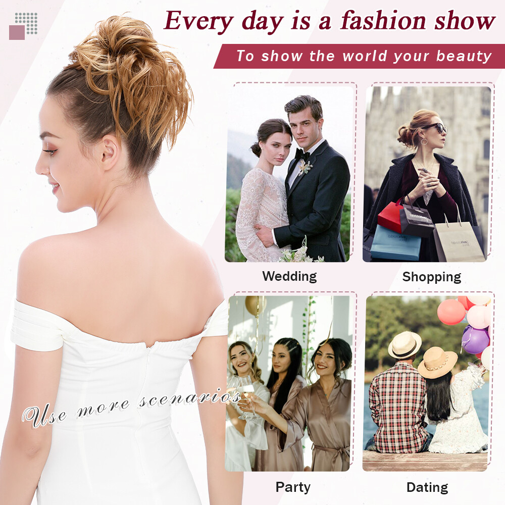 100% Real THICK Curly Chignon Messy Bun Updo Cover Wrap Hair Piece Extensions