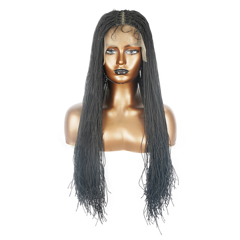 26″ Micro Twist Braids Wigs for BlackWomen Small Lace Braided Wig with Baby Hair