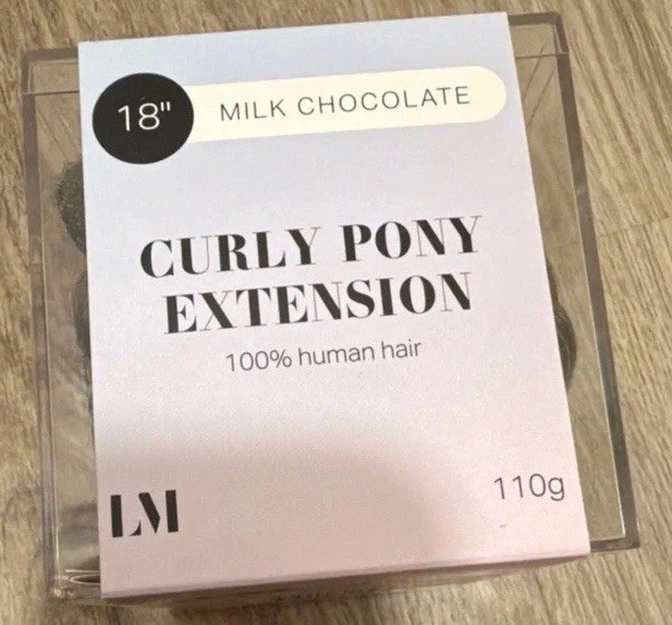 Locks & Mane 18″ Curly Human Hair Pony Extension Milk Chocolate 110g
