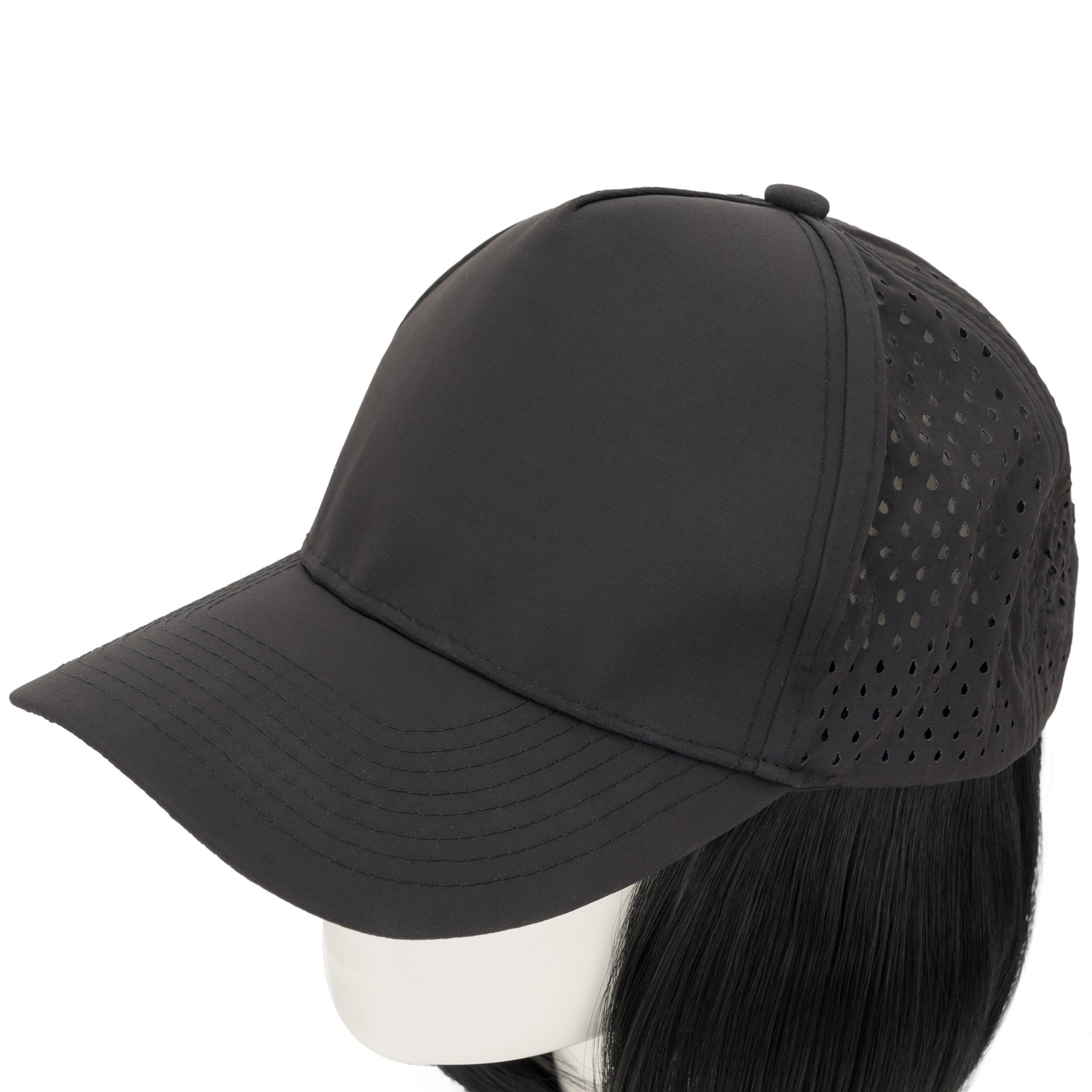 Natural Women Baseball Cap with Hair Extensions Hat with Hairpiece Straight 8in