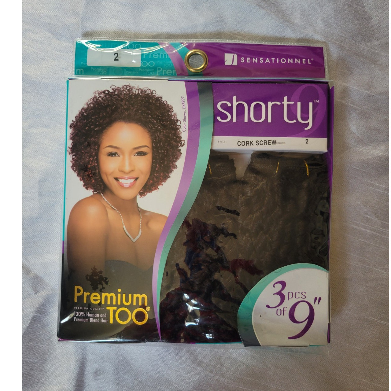 Sensationnel Shorty Cork Screw Human Hair Heat Resistant Weft 3pcs 9in 2