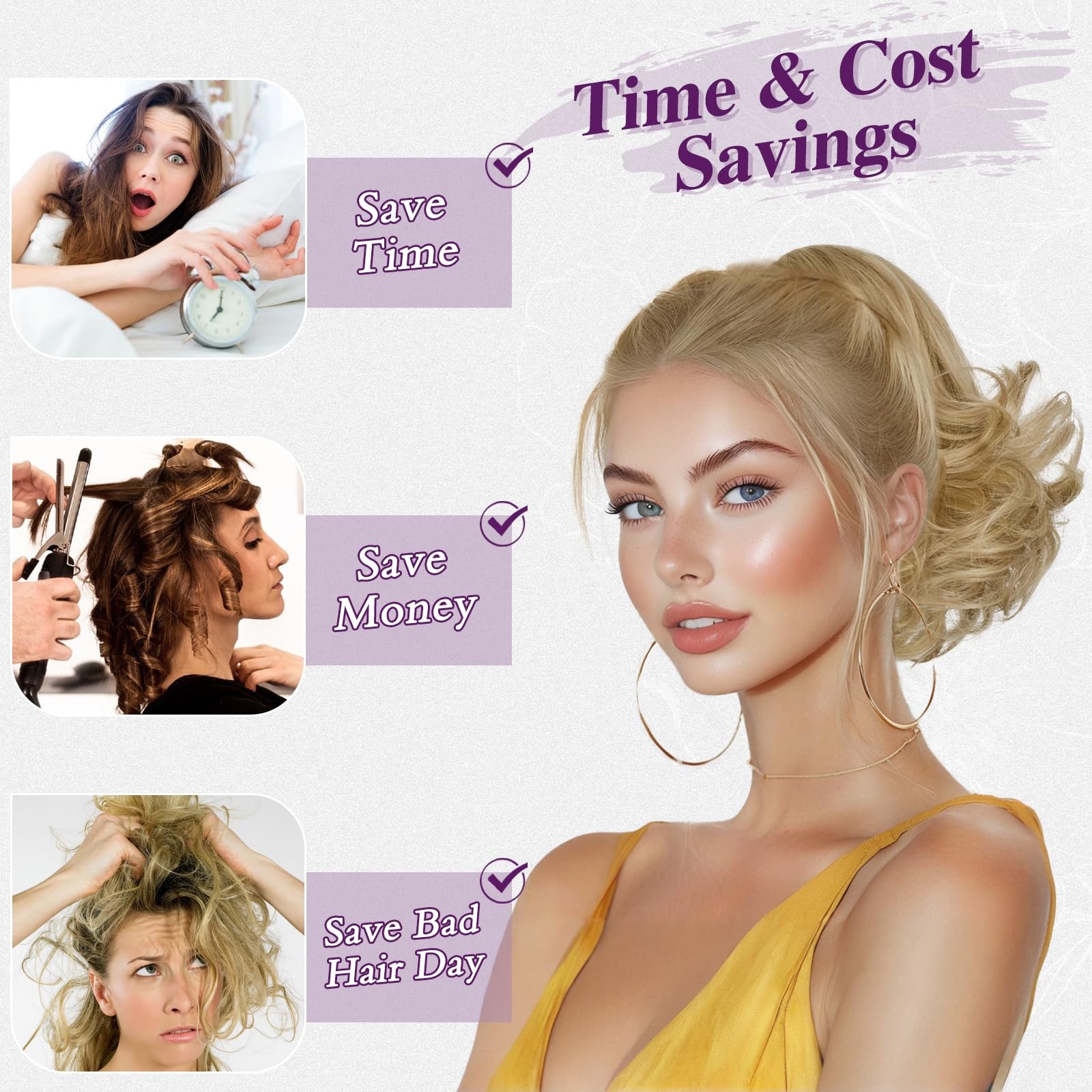 BARSDAR Ombre Blonde Drawstring Ponytail Extensions Honey Mixed
