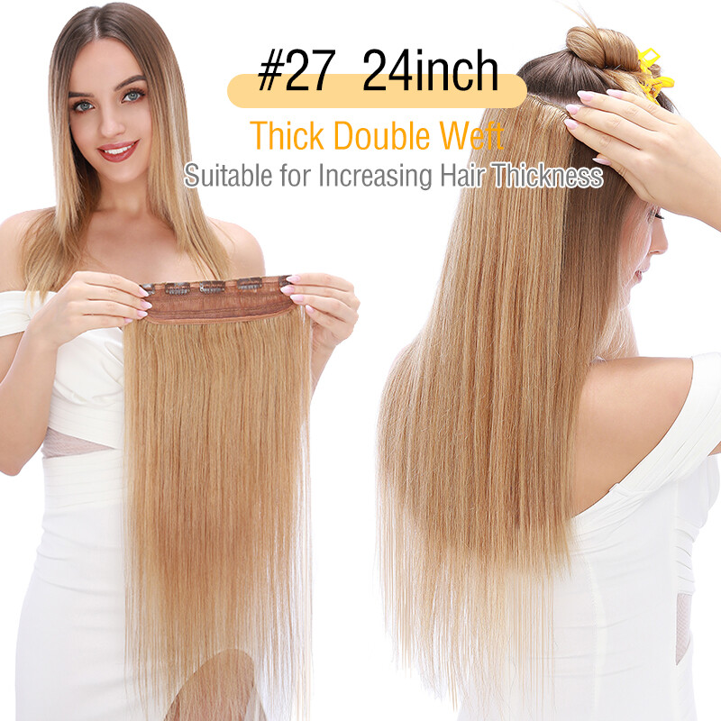 Thick One Piece Clip In Remy Human Hair Extensions Full Head 16/18/20/22/24Inch