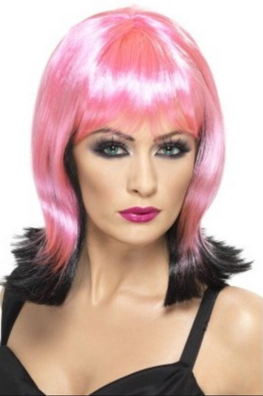 Gothic Pink w/ Black Tips Pixie Wig Straight -Adult -One Size Halloween Cosplay