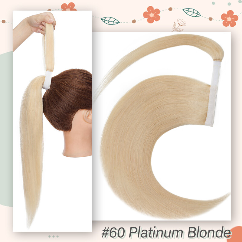 Ponytail Extensions Claw On/Clip In 100% Real Remy Human Straight Long Hair 22IN