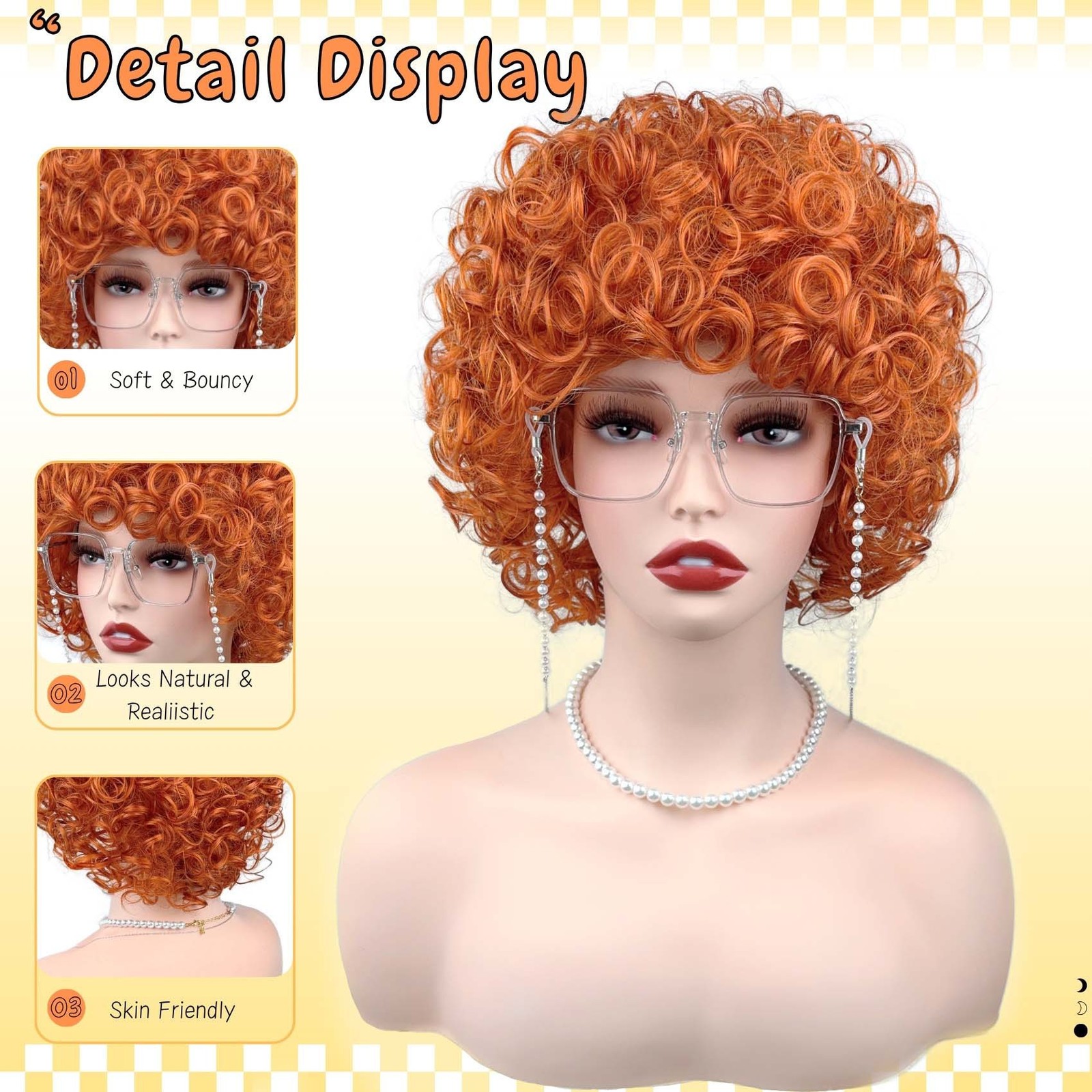 6in Women’s Short Curly Synthetic Wig Heat Resistant Cosplay Halloween Party