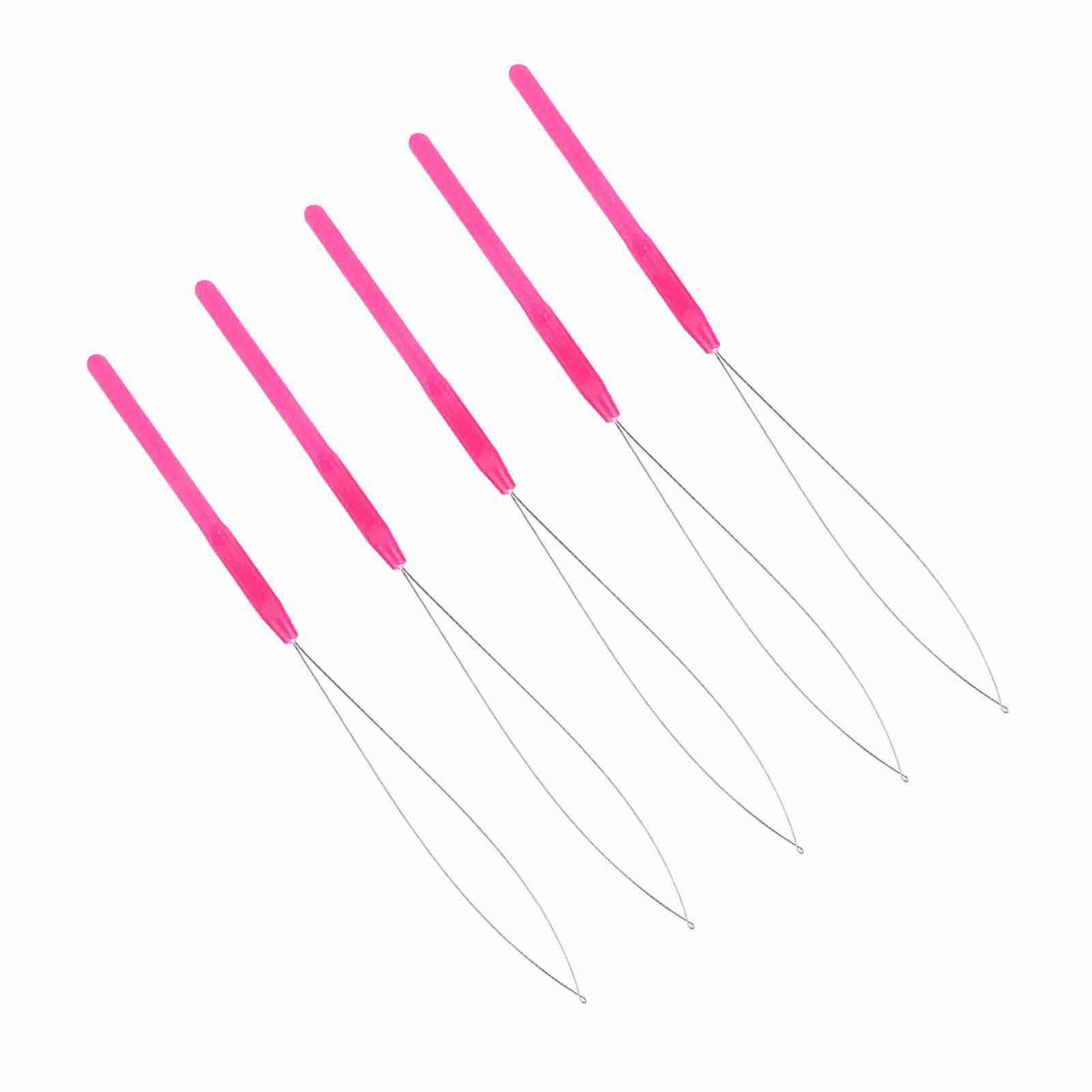 Plastic Handle Pulling Loop Needle Lightweight Hair Extension Tool For Easy