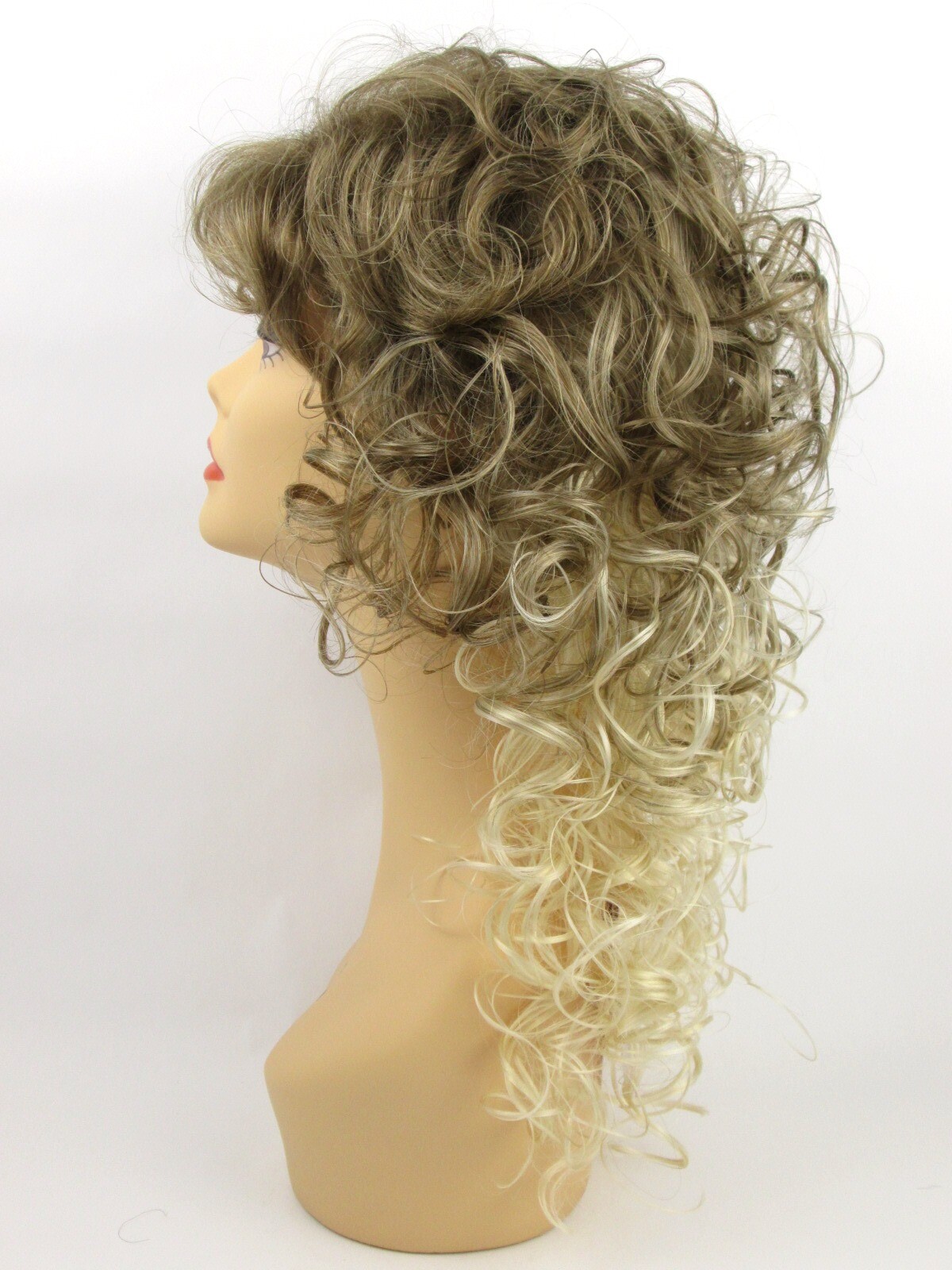 80S WOMENS SHOULDER-LENGTH LAYERED LOOSE CURLS CURLY HAIR WIG W/ BANGS VICTORIAN