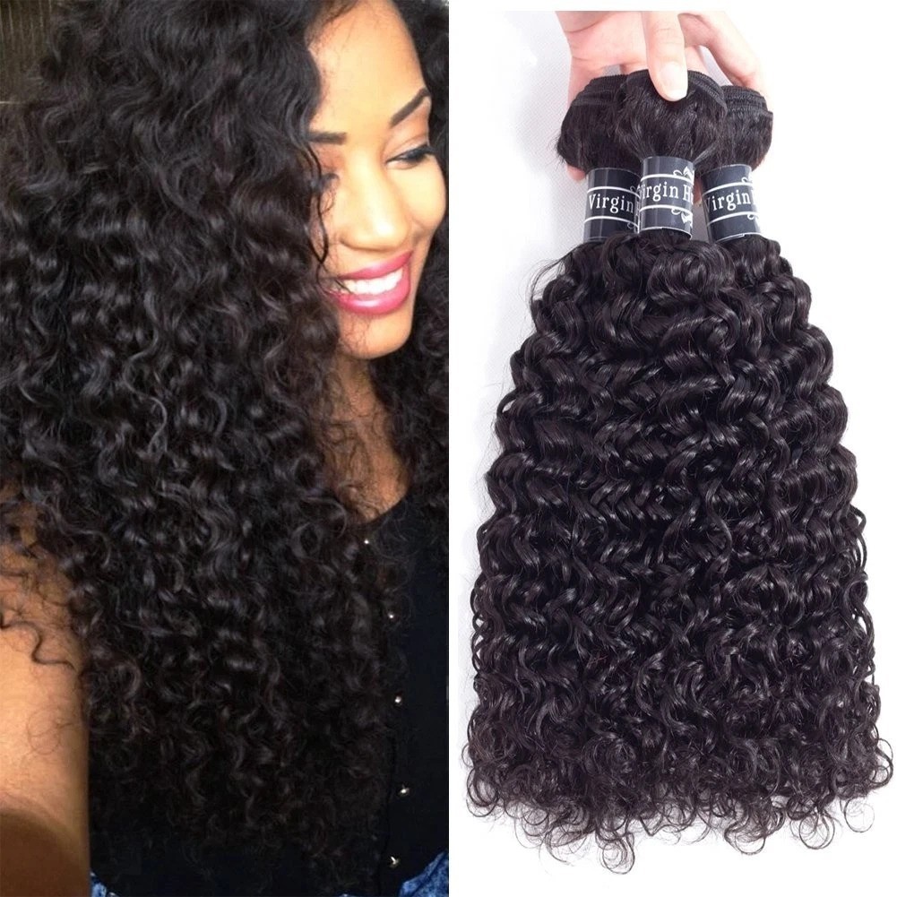 Hair 8A Brazilian Curly Virgin Kinky Human Hair Weave 3 Bundles 4 6 8 Inch, 2…