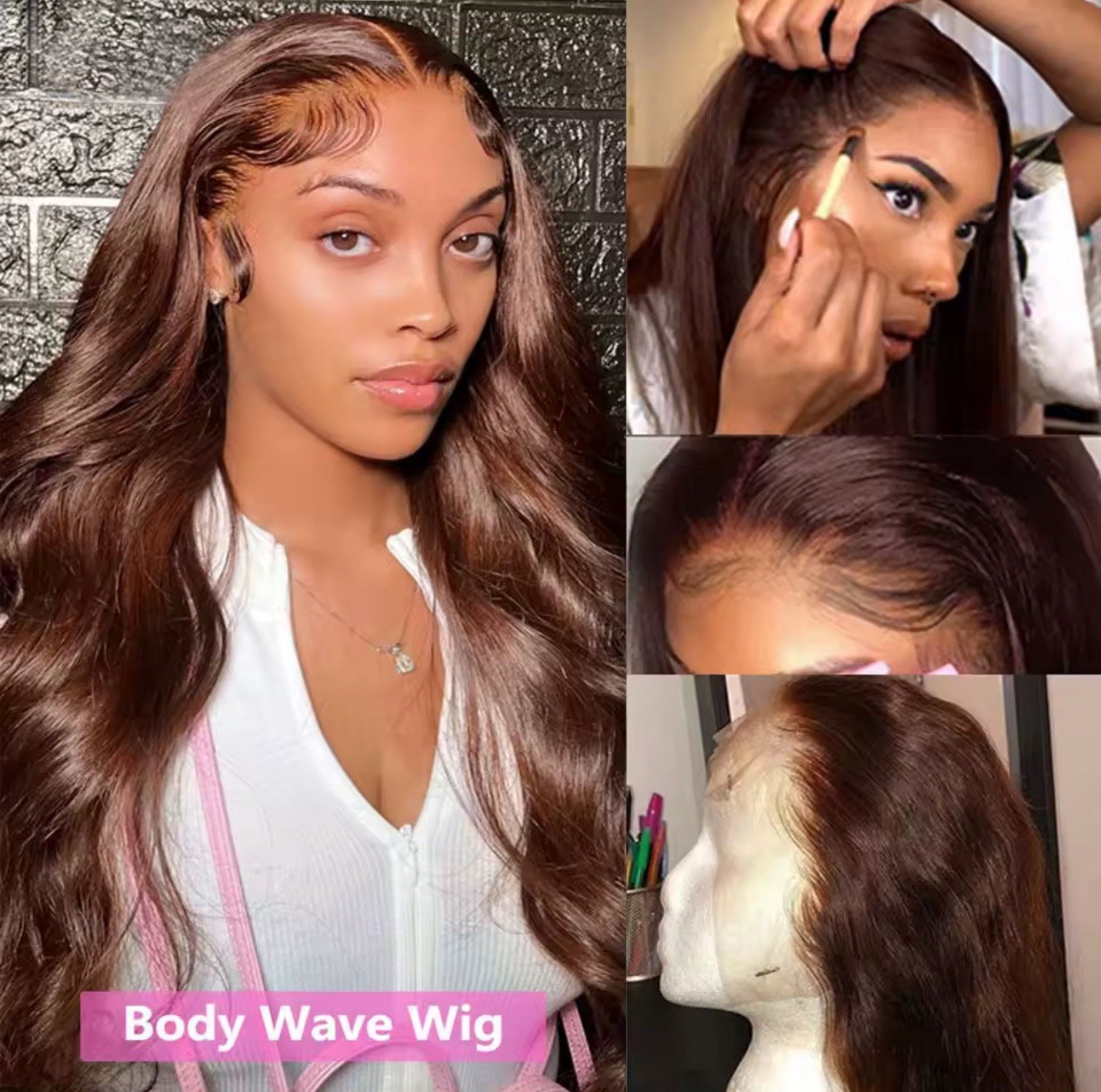 Chocolate Brown 13×4 HD Lace Front Wig Body Wave Human Hair