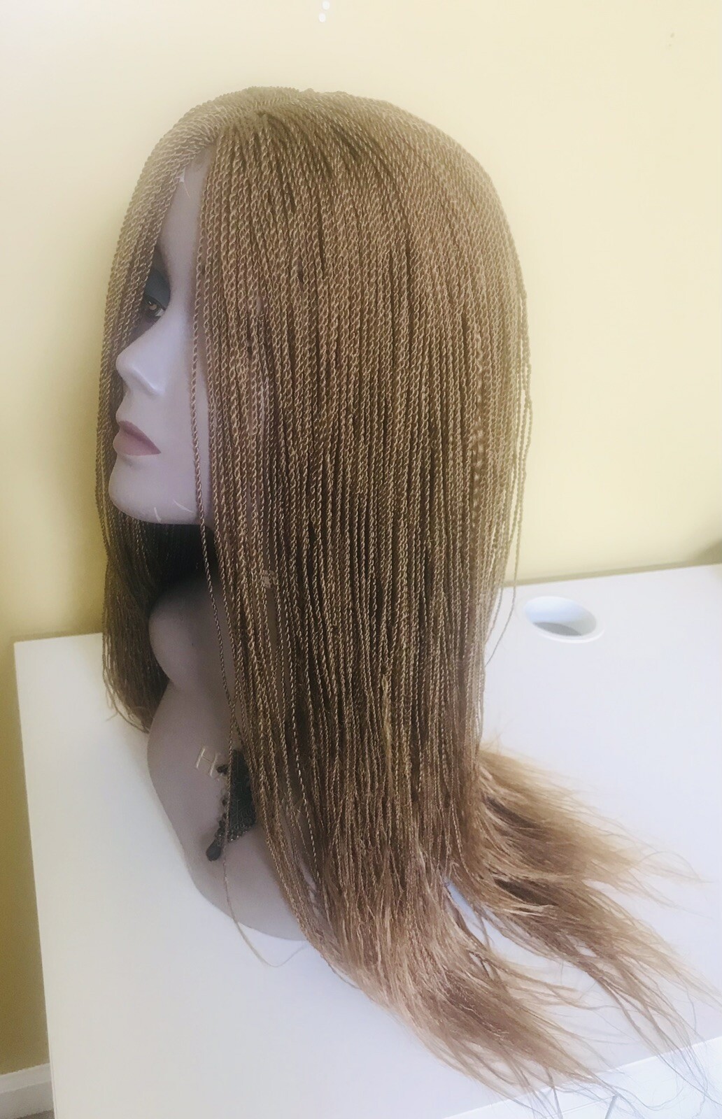 African Nigeria Handmade Hand Micro Braided Twist Wig Handmade Light Brown Color