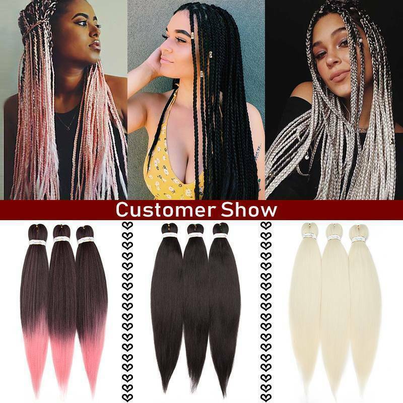 Pre-Stretched EZ Braiding Hair Extensions Ombre Jumbo Box Braids as Human Boho