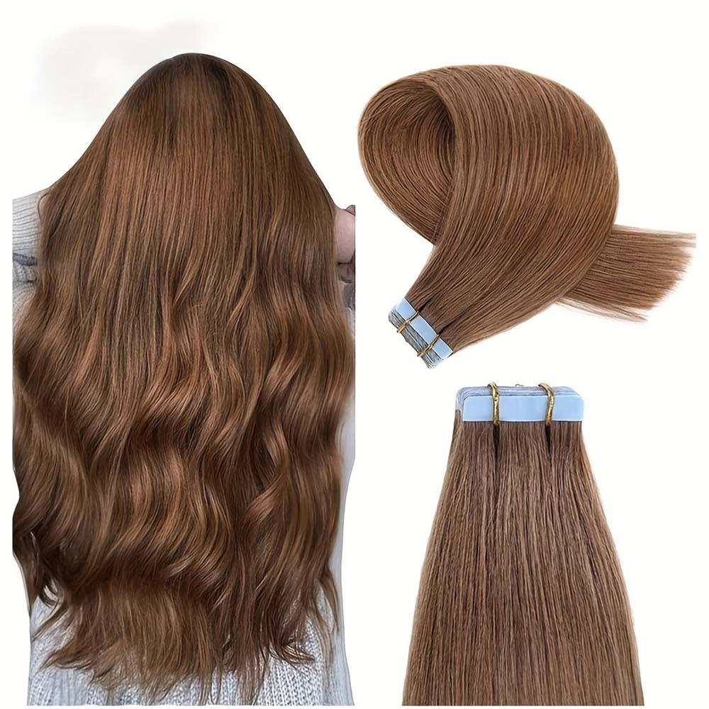 High-Quality Soft Glossy 20-Piece Tape In Hair Extensions – 100% Remy Human Hair