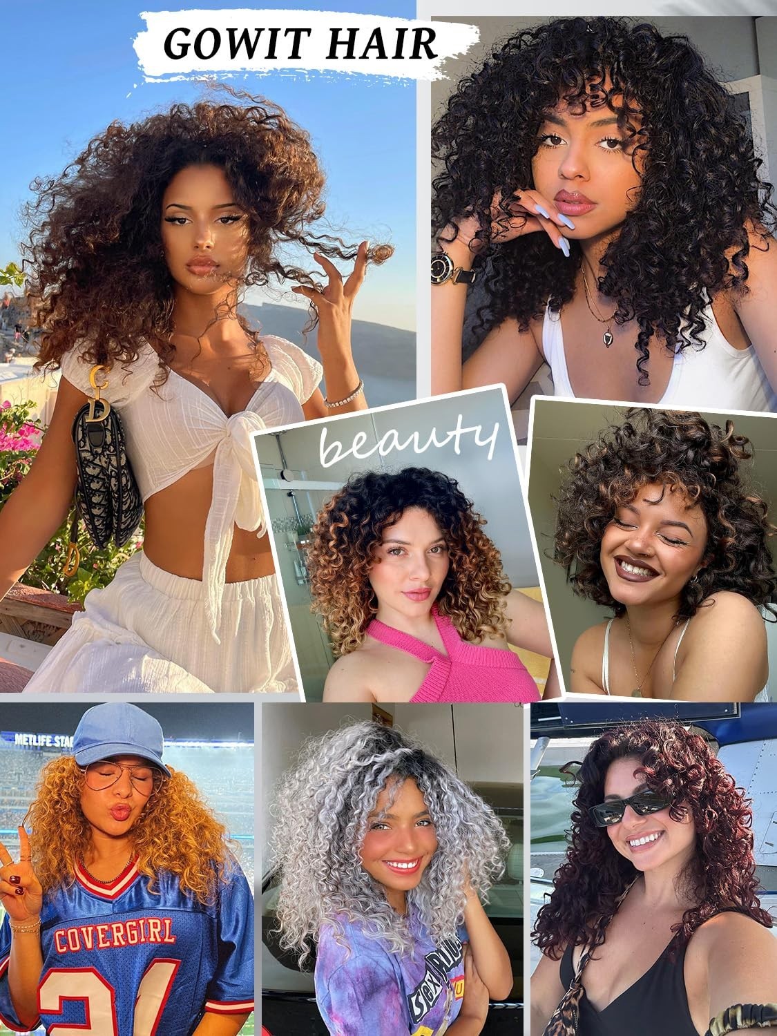 Short Curly Crochet Hair 8 Inch 6 Packs Ombre Brown Blonde Ocean Wave Braids
