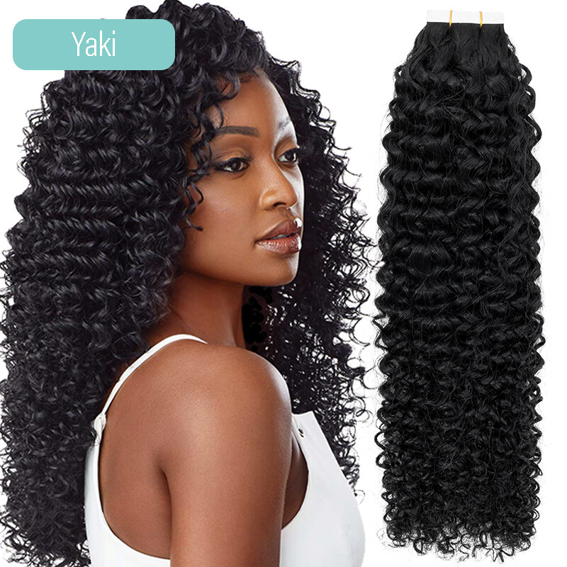 Kinky Straight Tape In Skin Weft 100% Real Remy Human Hair Extensions Thick 60pc