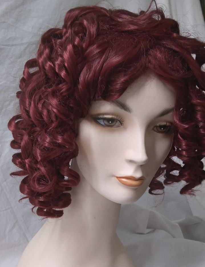 Short 14″ Wine Red Loose Curly Wig women bouncy afro curl synthetic daily party