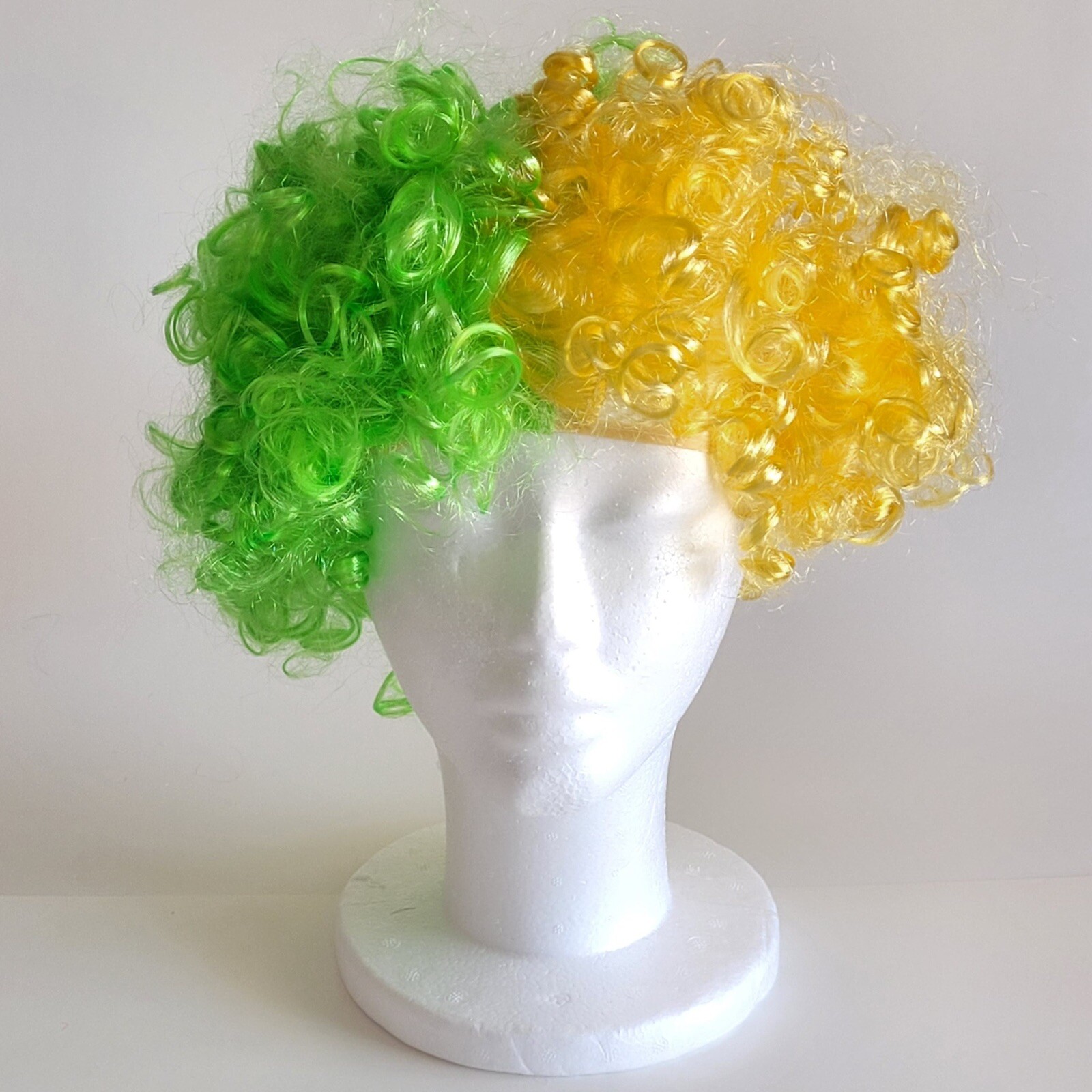 Brasil Brazil Flag-Inspired Jumbo Afro Wig Vibrant Green & Yellow Synthetic New