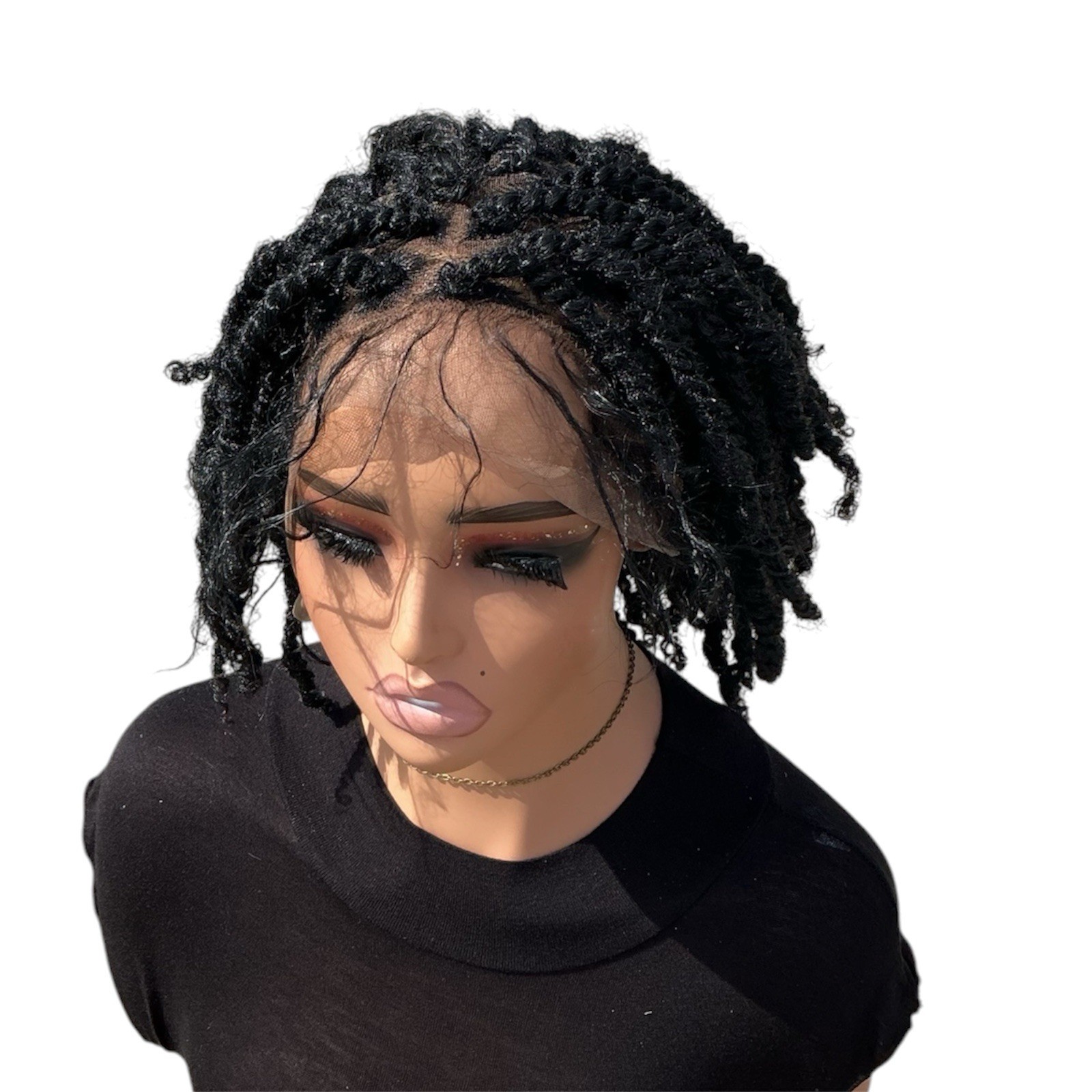 Handmade Black Twist Wig 10 Inch | 13×4 Lace Front | Short Bob | Ready to Wear