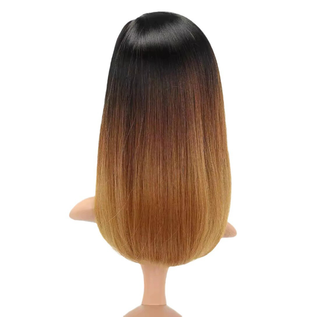 Ombre Black Brown Blonde 3 Tones Bob Wigs for Women Shoulder Length Side Part