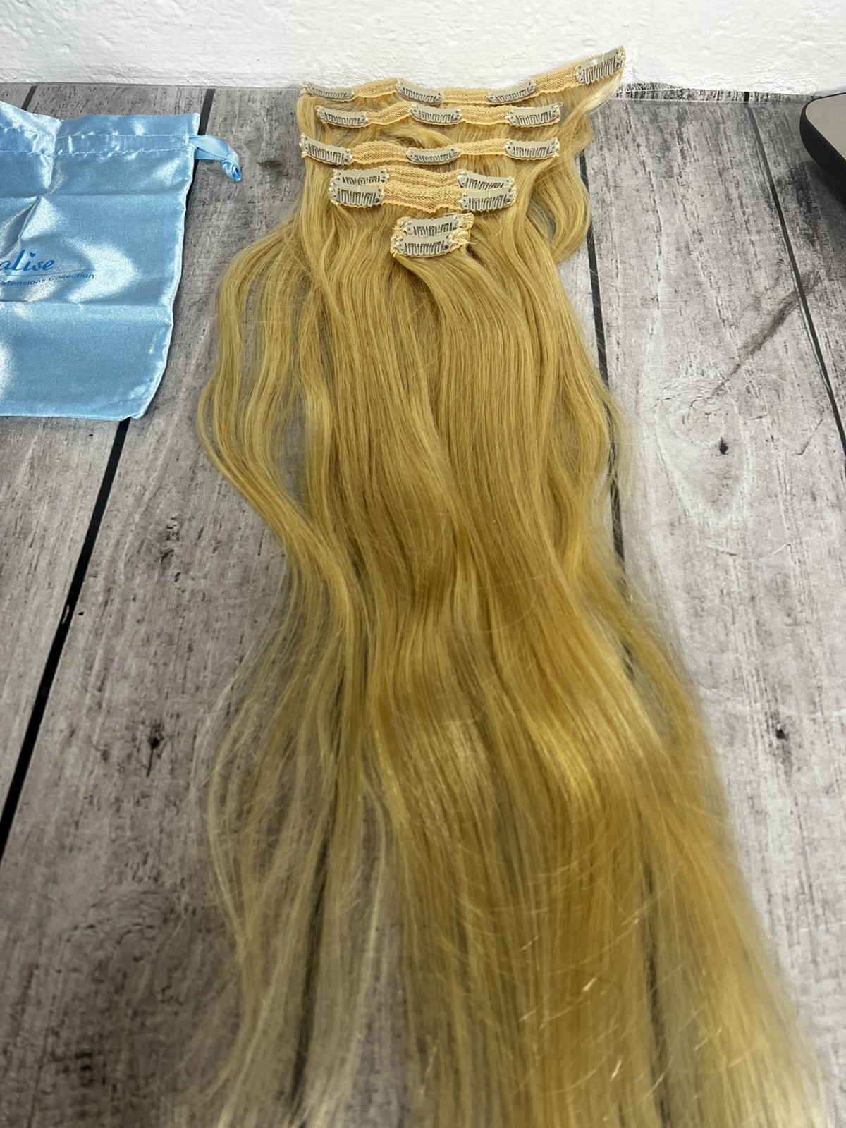 Clip in Hair Extensions Real Human Hair-180g 24 inch 7pcs, Bleach Blonde