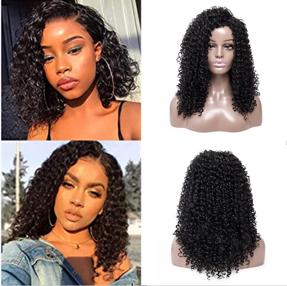New Fashion Lady Short Afro Curly Wig Kinky Curly None Lace Synthetic Silky USA