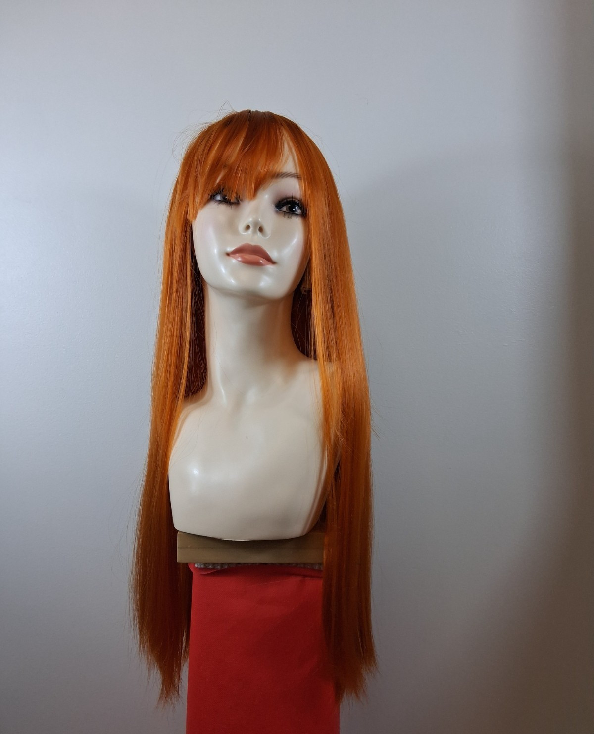 Long Straight wig with Air Bangs High Temperature Synthetic Fiber Heat Resistant