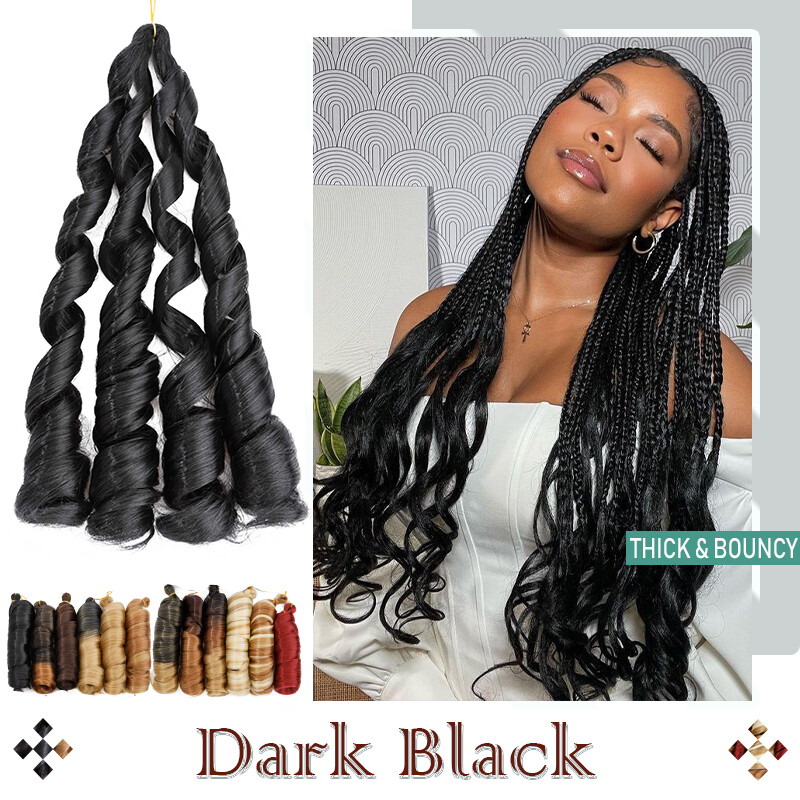 Thick Natural French Curl/Loose Wave Braids Hair Pre-Stretched Crochet Extension