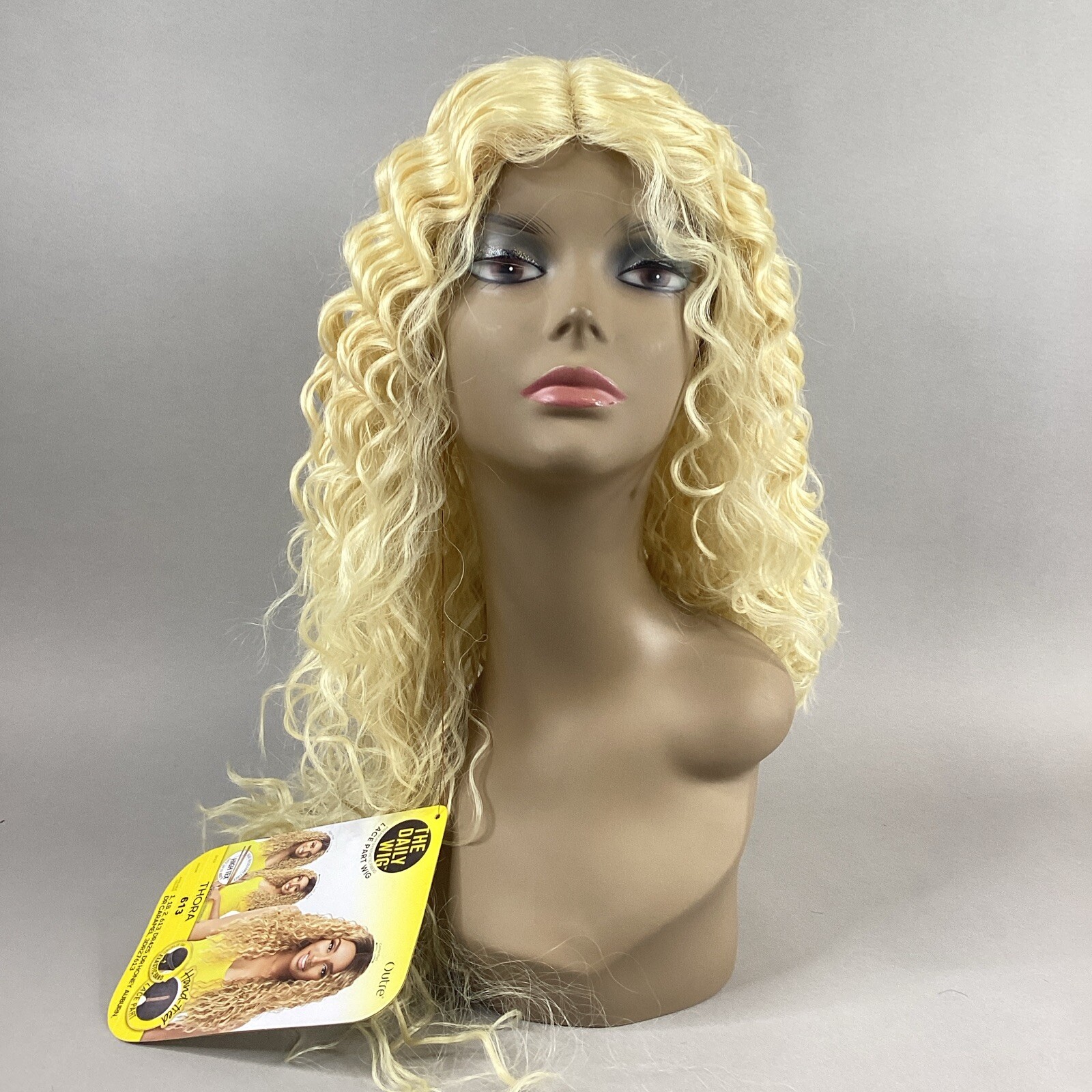 Thora Long Wavy #613 Platinum Blonde Premium Synthetic Lace Part Wig